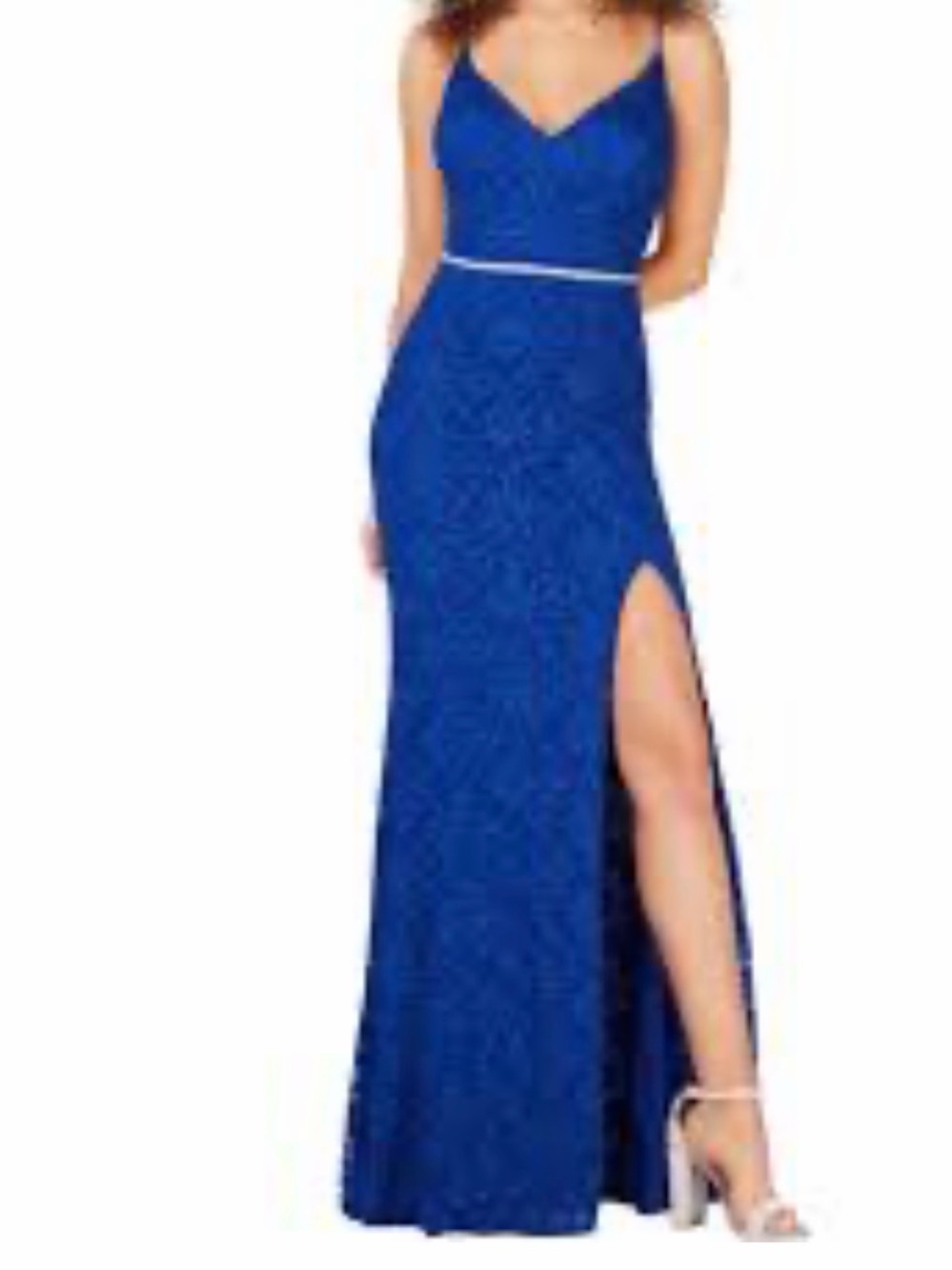 City Studio Royal Blue Glitter Lace Rhinestone Formal Dress (Size 5)